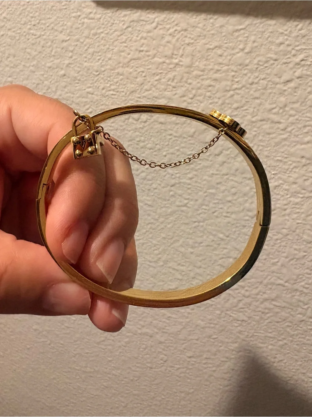 Gold-Tone Stainless Steel Leather Clover Bracelet